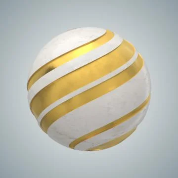 3d render abstract element with metal lines that displaced inner from marble  Stock Illustration