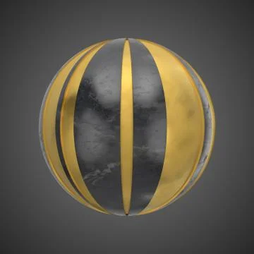 3d render abstract element with metal lines that displaced inner from marble  Stock Illustration