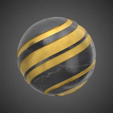3d render abstract element with metal lines that displaced inner from marble  Illustrazione stock