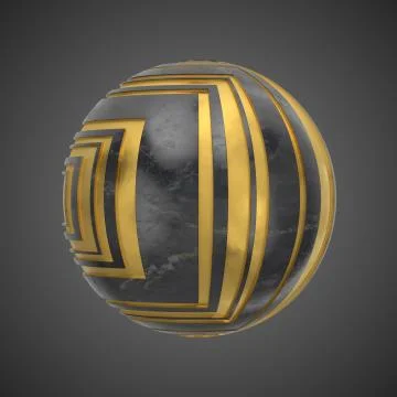 3d render abstract element with metal lines that displaced inner from marble  Stock-Illustration