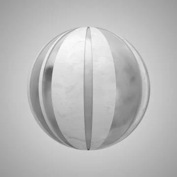 3d render abstract element with metal lines that displaced inner from marble  Illustrazione stock
