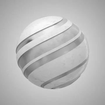 3d render abstract element with metal lines that displaced inner from marble  Stock Illustration