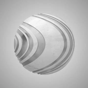 3d render abstract element with metal lines that displaced inner from marble  Stock Illustration