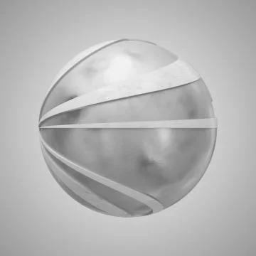 3d render abstract element with metal lines that displaced inner from marble  Illustrazione stock