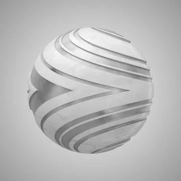 3d render abstract element with metal lines that displaced inner from marble  Stock Illustration