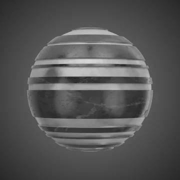3d render abstract element with metal lines that displaced inner from marble  Stock Illustration