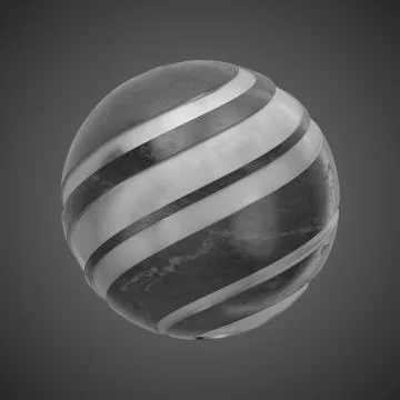 3d render abstract element with metal lines that displaced inner from marble  Stock Illustration