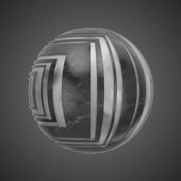 3d render abstract element with metal lines that displaced inner from marble  Illustrazione stock