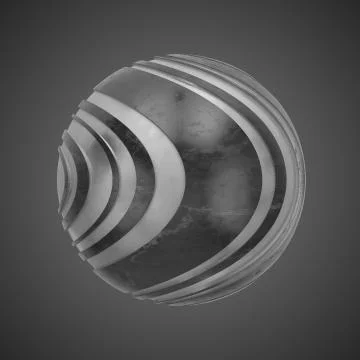 3d render abstract element with metal lines that displaced inner from marble  Stock Illustration