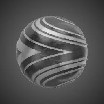 3d render abstract element with metal lines that displaced inner from marble  Stock Illustration