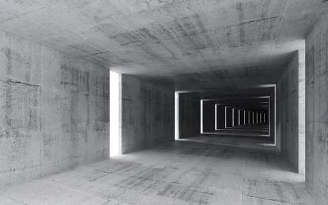 3d render, abstract empty concrete interior background Illustrazione stock