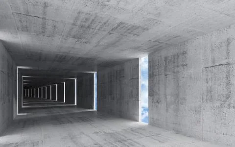 3d render, abstract empty grungy concrete interior background Illustrazione stock