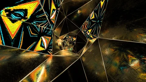 3D render of abstract endless tunnel with reflections. Seamless VJ loop. Stock Footage 128030765