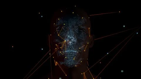 3d render of abstract face analysis. Biometric identification scan concept. Stock Illustration