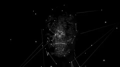 3d render of abstract face analysis. Biometric identification scan concept.   Illustrazione stock