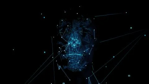 3d render of abstract face analysis. Biometric identification scan concept.   Stock Illustration