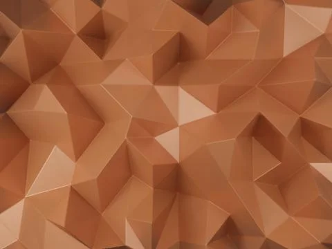 3d render, abstract faceted copper metallic texture, polygonal wallpaper Stock Illustration