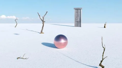 3d render, abstract fantastic panoramic background with sphere Stock Illustration