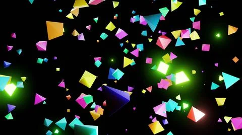 3d render. Abstract festive background with cloud of pyramids flashing neon 스톡 일러스트