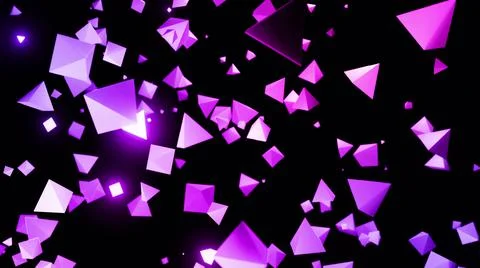 3d render. Abstract festive background with red blue gradient color pyramids on Stock Illustration