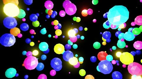 3d render. Abstract festive background with cloud of spheres flashing neon light Stock Illustration