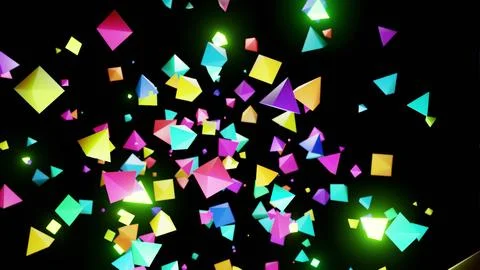 3d render. Abstract festive background with cloud of pyramids flashing neon Illustrazione stock