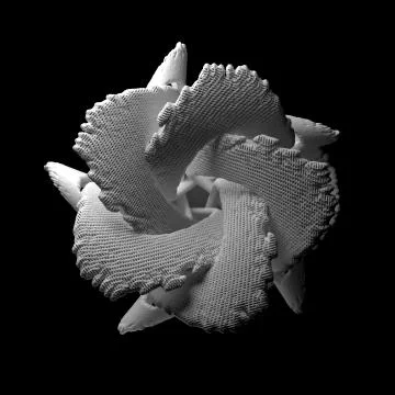 3d render abstract figure. White structure made of repetitive elements. Stock Illustration