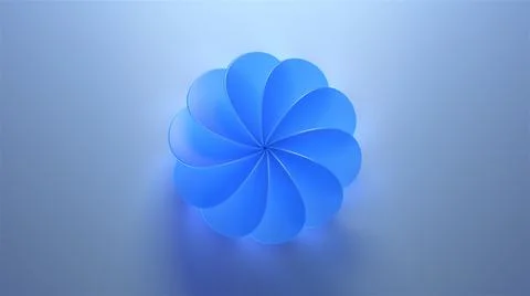 3d render of abstract flower. Twisted circle figure made of glass. Stock Illustration