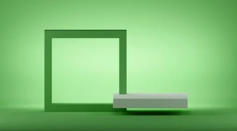 3d render abstract fresh green geometric background, modern minimal concept. Stock Illustration