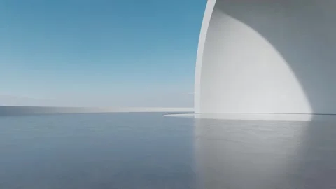 3d render of abstract futuristic arch architecture with concrete floor. Stock Footage 334840551