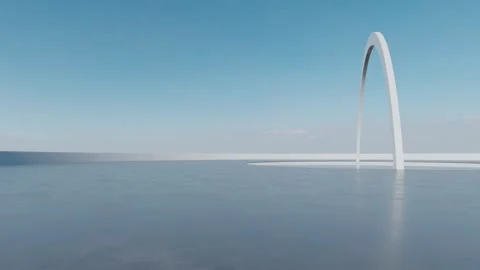 3d render of abstract futuristic architecture with concrete floor Stock Footage 334840533