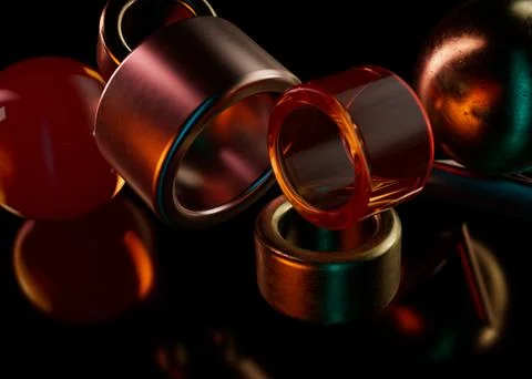 3d render, abstract futuristic background, tangled tube shape glowing in the Illustrazione stock