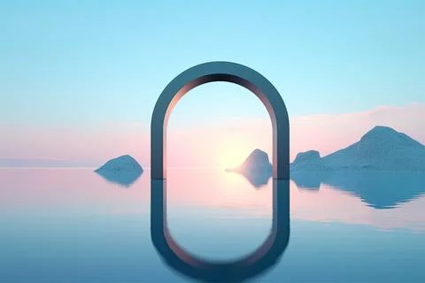3d render, abstract futuristic background with geometric shapes, minimalist zen Foto stock