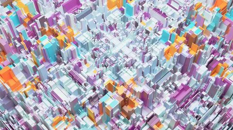 3D render of abstract futuristic city concept Stock Photos