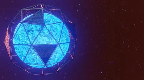 3D Render. Abstract futuristic cyber planet. World wide web. Digital backgrou Stock Illustration