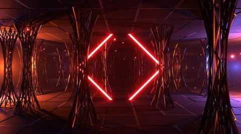 3D render. Abstract futuristic geometric background with particle motion and  Stock Illustration