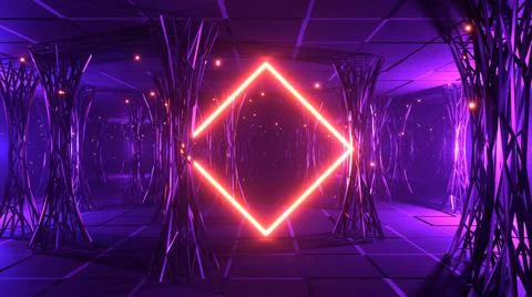 3D render. Abstract futuristic geometric background with particle motion and  Stock Illustration
