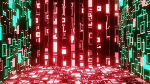 3D Render. Abstract futuristic geometric shapes background. Cyberpunk Stock Illustration