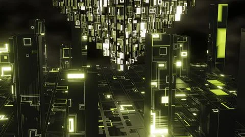 3D Render. Abstract futuristic geometric shapes background. Cyberpunk Stock Illustration