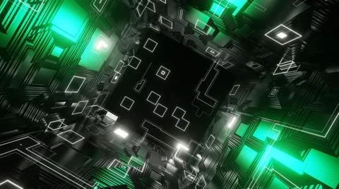 3D Render. Abstract futuristic geometric shapes background. Cyberpunk Illustrazione stock