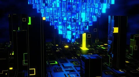 3D Render. Abstract futuristic geometric shapes background. Cyberpunk Illustrazione stock