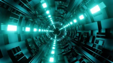 3D Render. Abstract futuristic geometric shapes background. Cyberpunk Stock Illustration