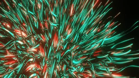 3D Render. Abstract futuristic geometric background from wavy lines Stock Illustration
