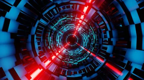 3D Render. Abstract futuristic geometric shapes background. Cyberpunk 스톡 일러스트