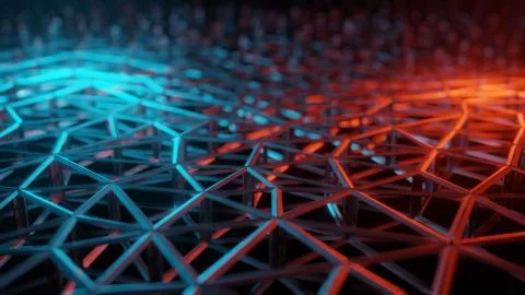 3D render - abstract futuristic high-tech computer generated grid Stock Illustration