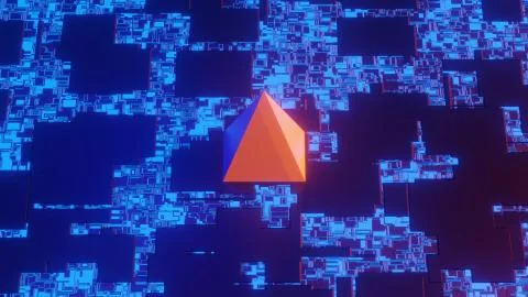 3D render - abstract futuristic high-tech computer generated chip circuit board Stock Illustration