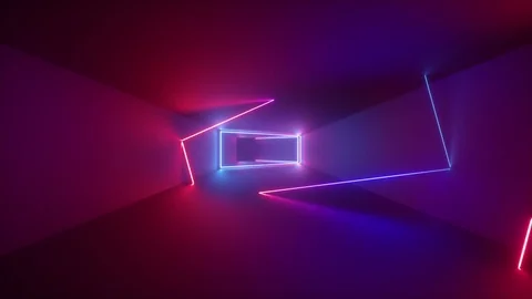 3d render, abstract geometric background, fluorescent ultraviolet light, glow Stock Footage