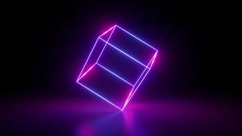 3d render, abstract geometric background, fluorescent ultraviolet light, glow Stock Footage