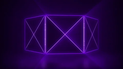3d render, abstract geometric background, fluorescent ultraviolet light, glowing 스톡 동영상 163636520