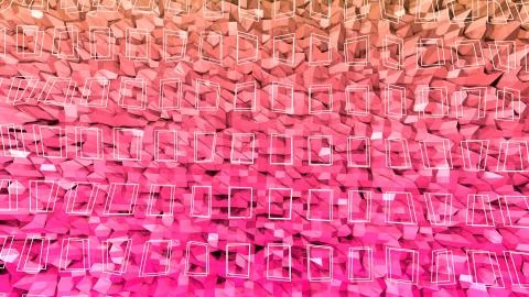 3d render of abstract geometric background with modern gradient colors in low Stock Illustration